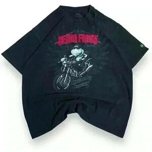 VTG Senior Frog’s ‘I go  riding everyday’ Motorcycle Biker T-shirt Black Men’ XL